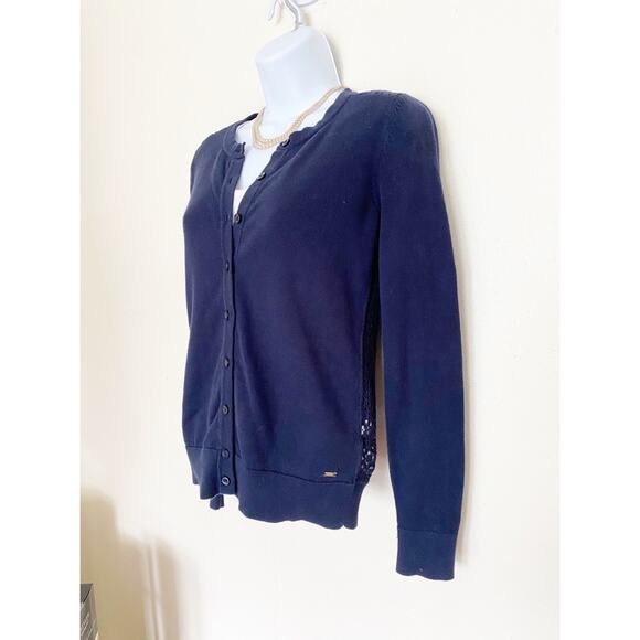 TOMMY HILFIGER Blue Embroidered Lace Cardigan, XS - Picture 7 of 11
